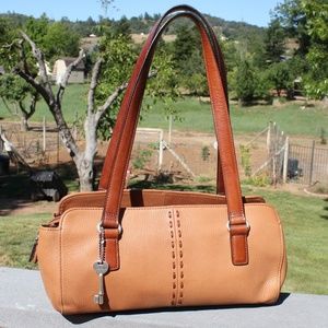 Fossil leather  small Barrel bag purse
